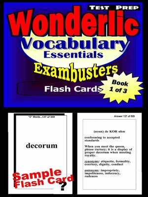 cover image of Wonderlic Test Prep Essential Vocabulary—Exambusters Flash Cards—Workbook 1 of 3